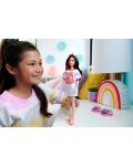 Кукла Barbie Fashionistas 214 - С бяло-червена тениска - 5t